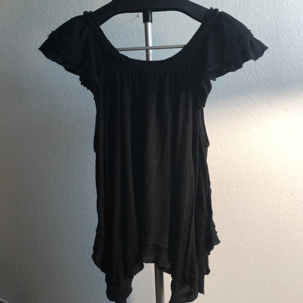 Free People New Girl Tee Tunic Top XS black